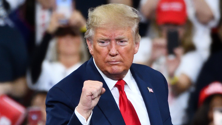 Donald Trump giving a fist at a rally