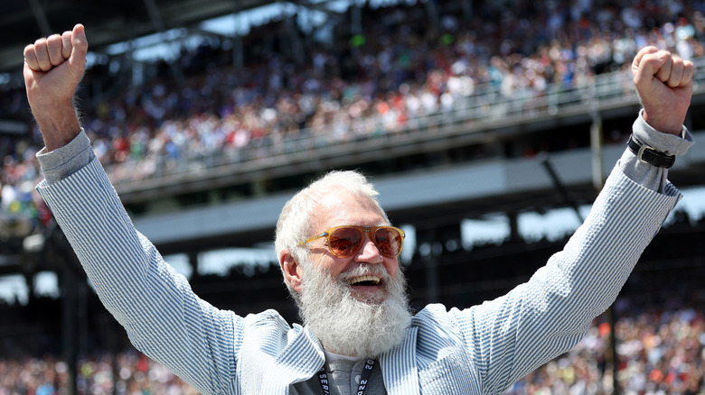 David Letterman cheering at a stadium