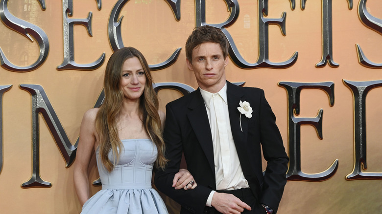 Eddie Redmayne and Hannah Bagshawe at the "Secrets of Dumbledore" premiere