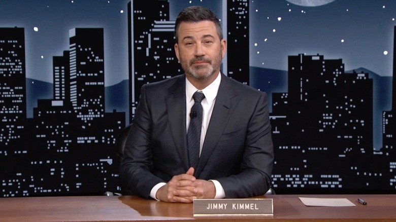 Jimmy Kimmel at his late night desk