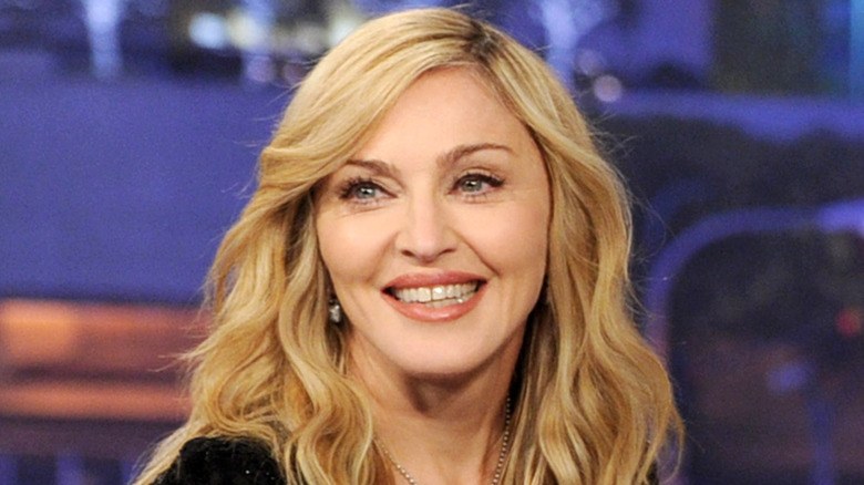 Madonna smiling during talk show guesting