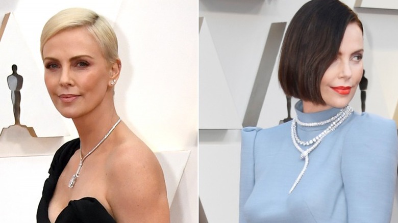 Charlize Theron as a blond and as a brunette