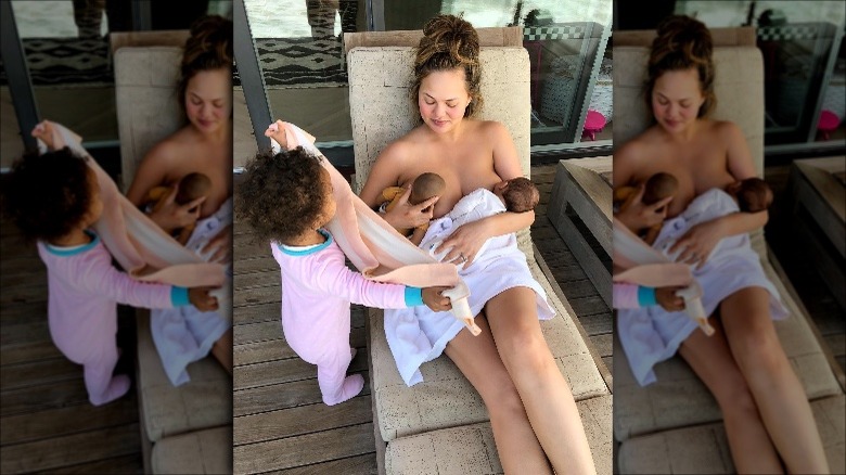 Chrissy Teigen breastfeeding son