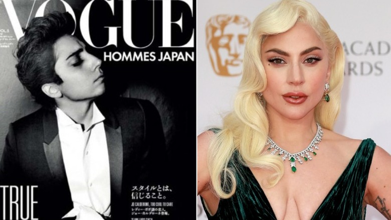 Lady Gaga's Vogue Hommes Japan cover & Gaga with blond hair