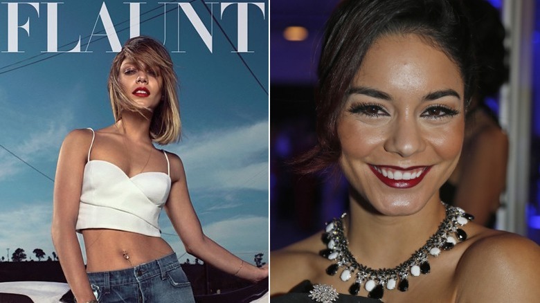Vanessa Hudgens' 2014 Flaunt cover & Hudgens smiling in 2014