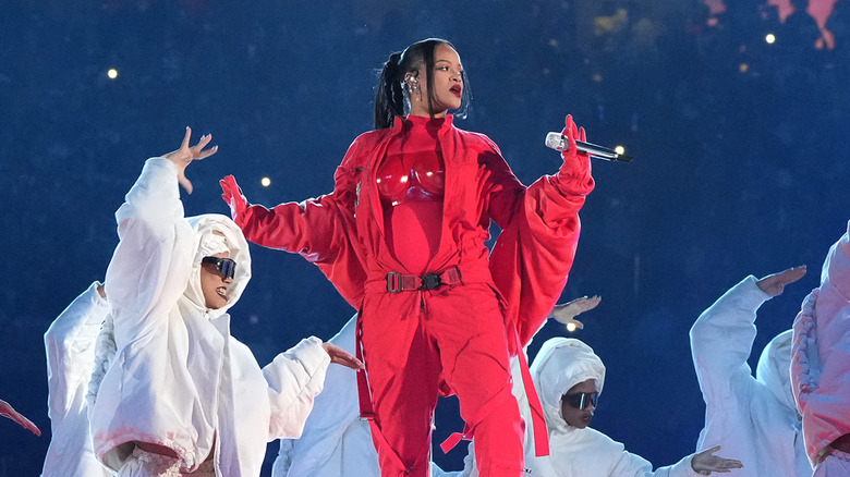 Rihanna performing at Super Bowl