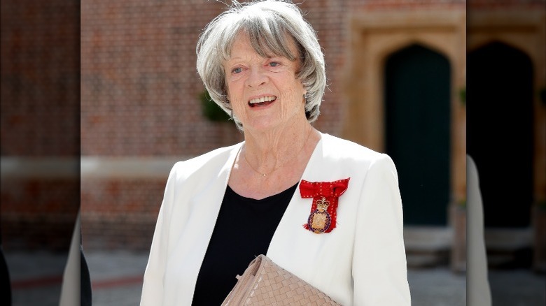 Maggie Smith wearing her pin
