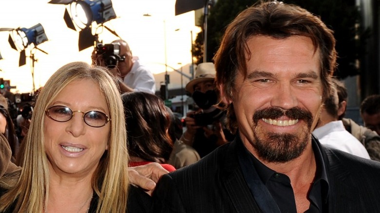 Barbra Streisand and step-son Josh Brolin smiling 