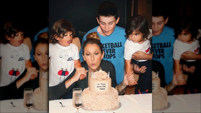 Rene-Charles with brothers Eddy and Nelson and mom Celine Dion