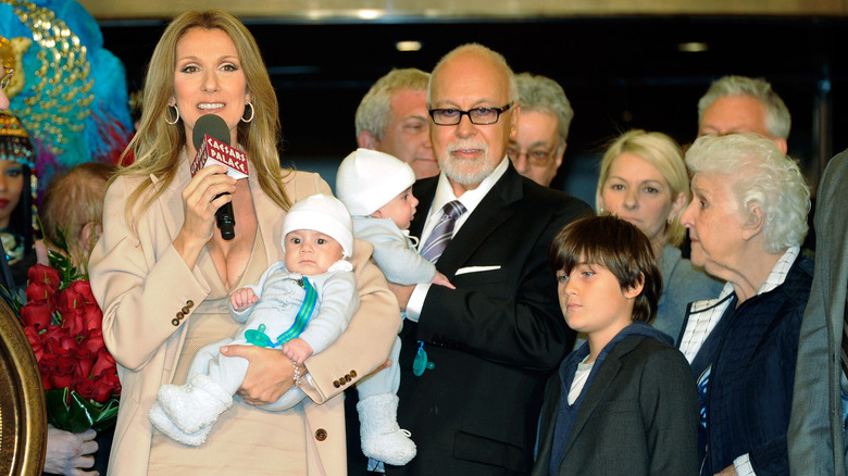 Celine with her mother, husband and kids