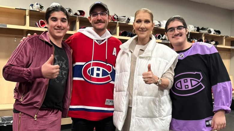 Céline Dion, Eddy, Nelson, and René-Charles Angélil smiling