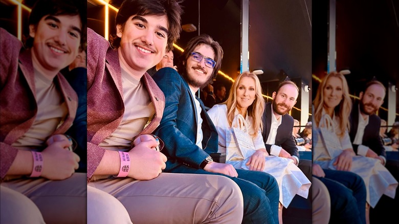 Céline Dion, Eddy, Nelson, and René-Charles Angélil smiling