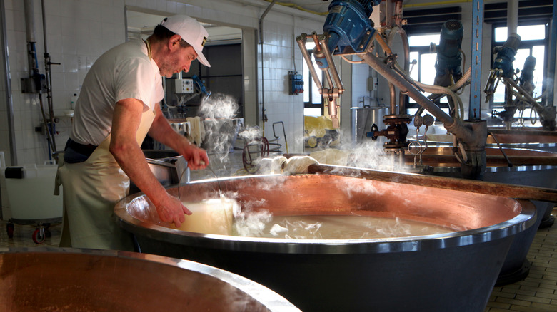 man making cheese