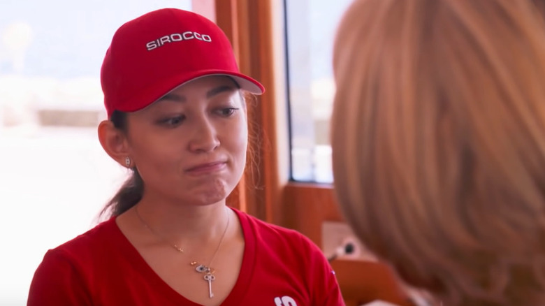 Chef Mila speaking to Captain Sandy Yawn on Below Deck Med