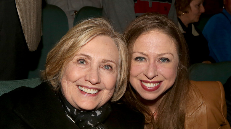 Chelsea and Hillary Clinton smiling