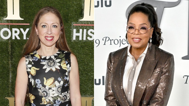 Chelsea Clinton at event, Oprah at premiere