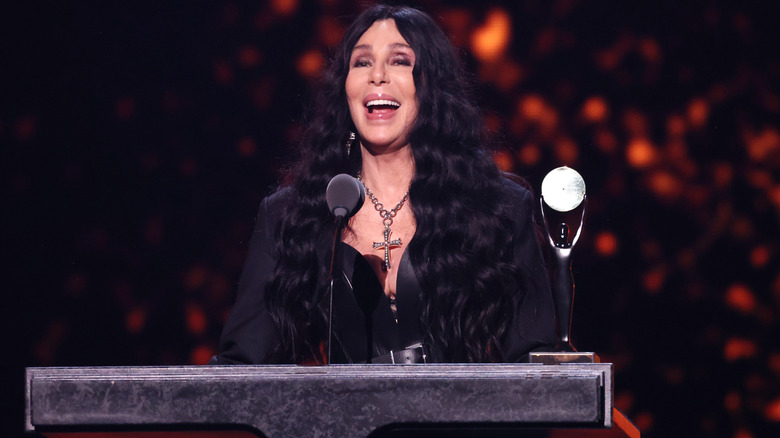 Cher delivering a speech