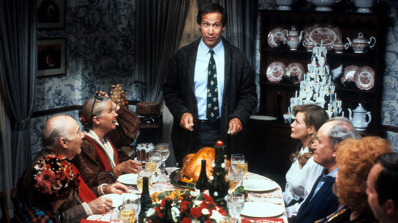 Chevy Chase cutting turkey in National Lampoon's Christmas Vacation"