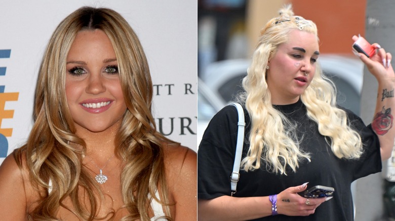 Split image of Amanda Bynes, younger and older