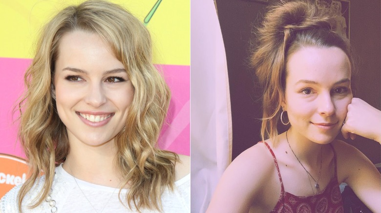 Split image of Bridgit Mendler, younger and older