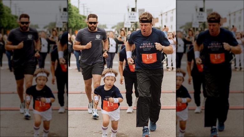 Chip running with son Crew