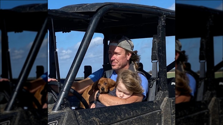 Chip with Crew and puppy