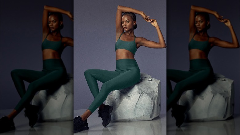 woman posing in yoga clothes