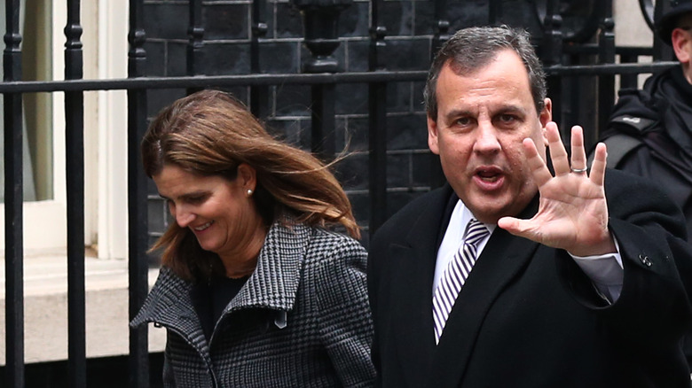 Chris Christie and Mary Pat Christie walking