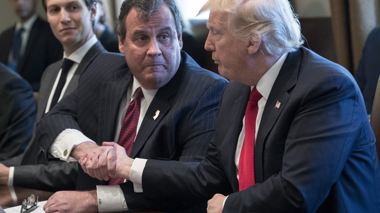 Chris Christie shakes Donald Trump's hand