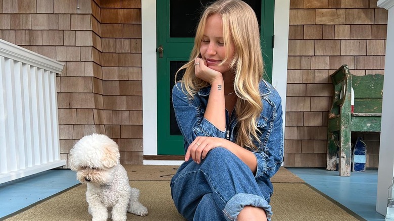 Sailor Brinkley-Cook at home with her pup