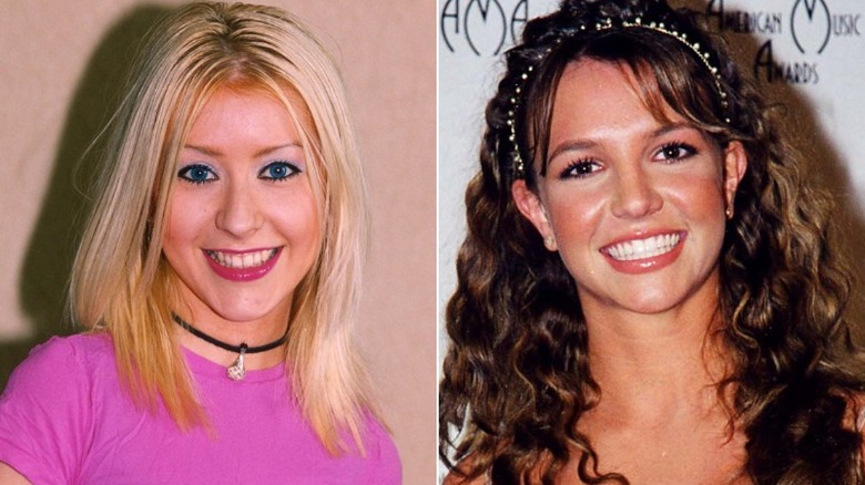 Split image of young Christina Aguilera & Britney Spears