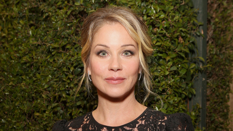 Christina Applegate in black lace dress