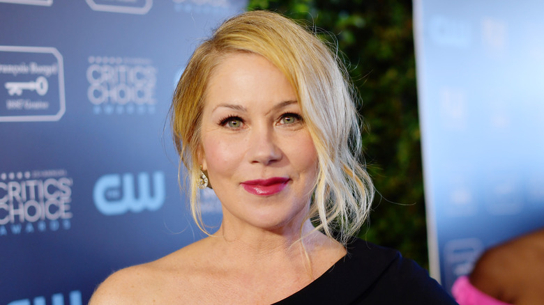 Christina Applegate in black off-shoulder dress 