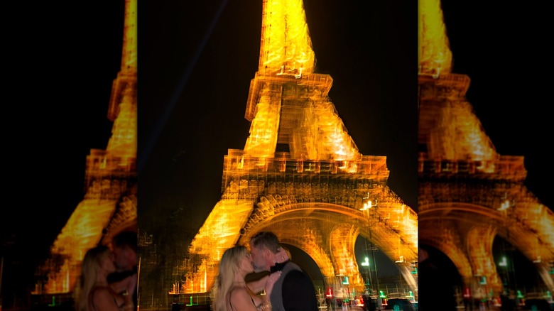 Christopher Larocca and Christina Haack kissing in front of the Eiffel Tower