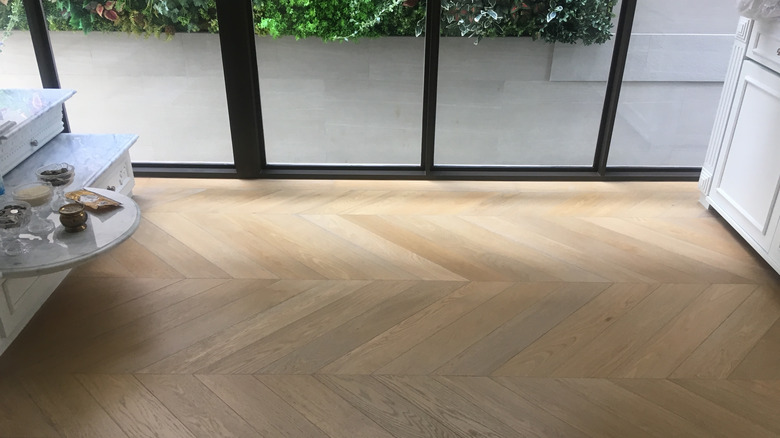 Chevron wood floor in someone's home