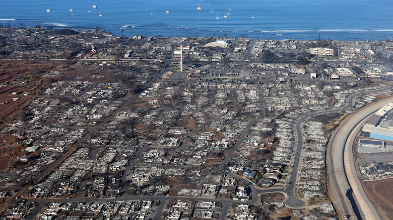 View of Lahaina on Maui after the wildfires