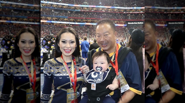 Christine Chiu and her family at the Super Bowl