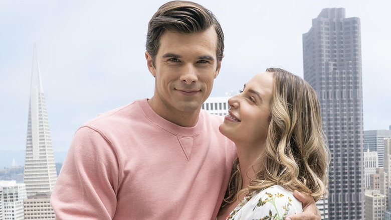 Josh Swickard and wife Lauren in a publicity photo from A California Christmas: City Lights