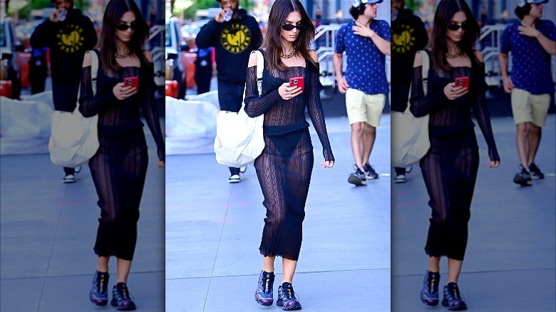 Emily Ratajkowski wearing Salomon sneakers