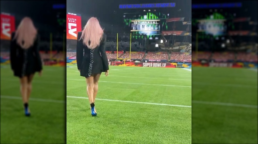 Ciara Wilson walking on Super Bowl field