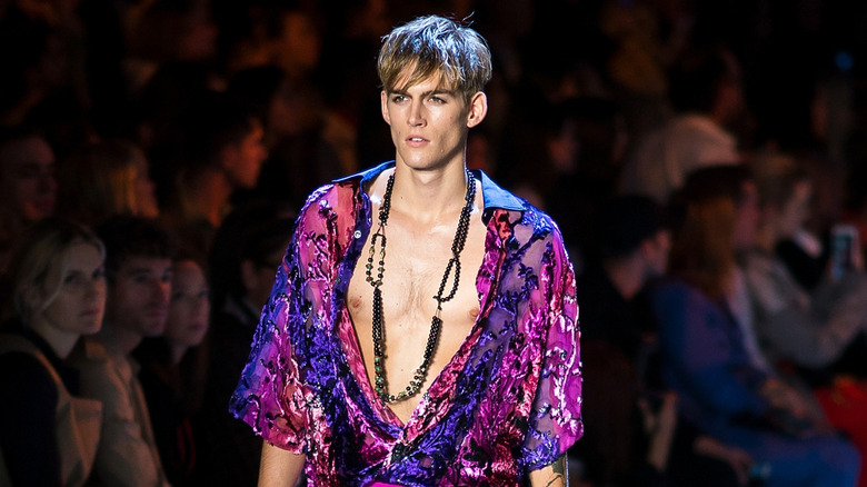 Presley Gerber walking the runway