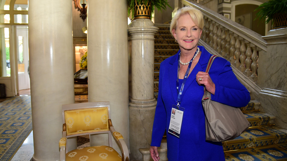 Cindy McCain wearing blue blazer