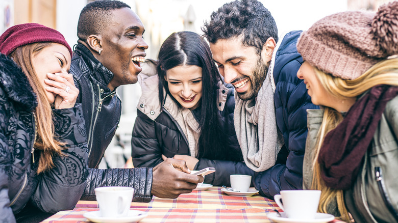 friends outside in winter