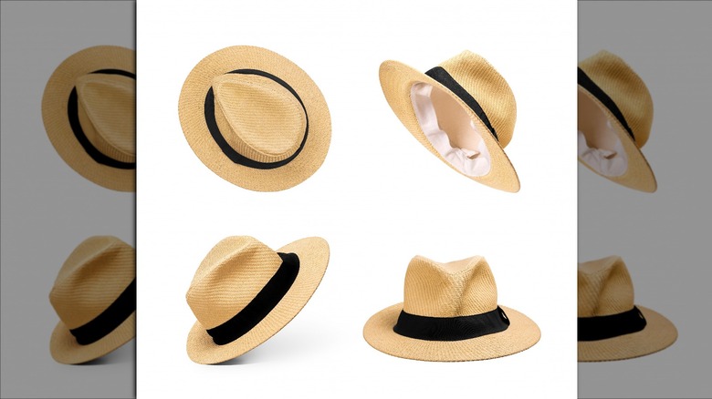 Straw hats with black bands