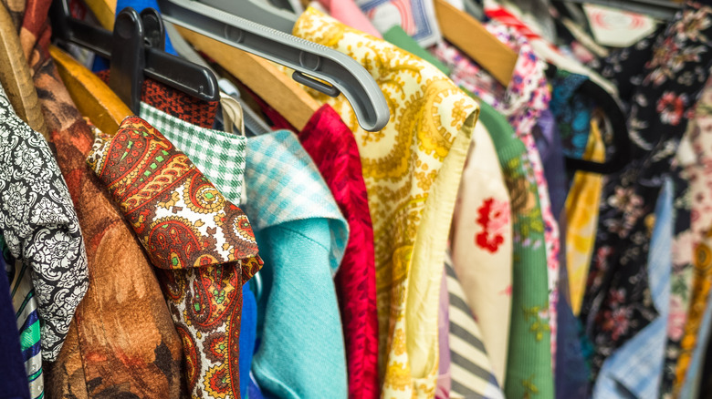 Vintage clothing on a rack