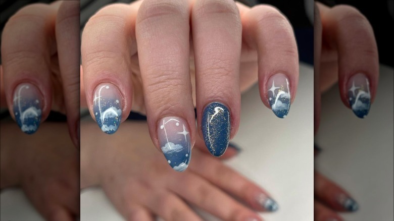 galaxy/cloud nails 