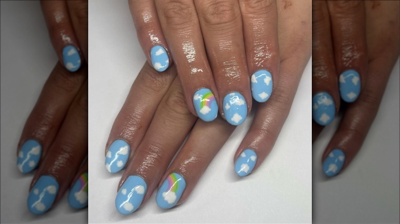 Rainbow and cloud nails 