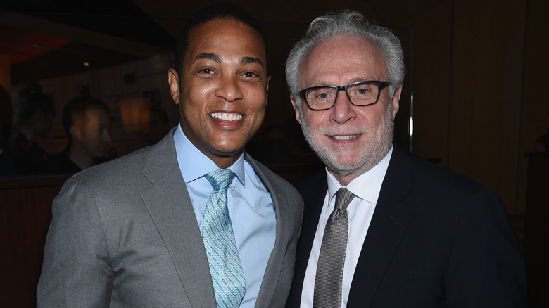 Don Lemon and Wolf Blitzer smiling at the 2015 the Turner Upfront