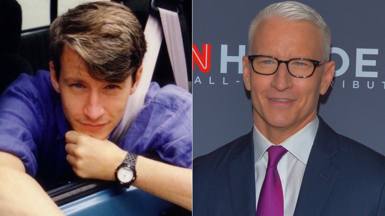 Anderson Cooper as a young reporter and him in later years