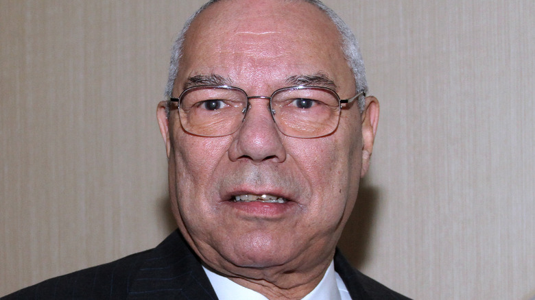 Colin Powell wears glasses